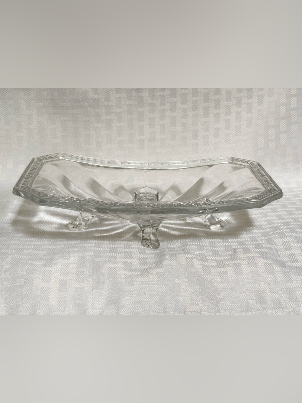 Vintage Clear Glass Footed Tray